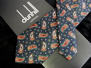 ♪今週の特売980円～♪3689♪良品【dunhill】ダンヒル【ペイズリー dロゴ 柄】ネクタイ♪