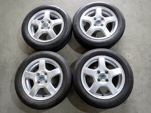 YS6631【送料無料155/65R4】スペーシア N-BOX デイズルークス ブリヂストン 中古夏アルミセット■14×4.5J 100/4H ET45■