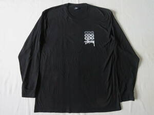 CDG × STUSSY　ロングスリーブ　Tシャツ　ロンT　COMME des GARCONS　コムデギャルソン　ステューシー　ブラック　XL