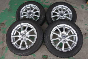 ９分山 アルミ付 14×5.5J 4H100 +39 ECO FORME 165/65 R14 ブリジストン VRX 4本 パッソ.ルーミー.ジャスティス等 H-57