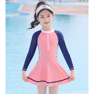 ☆ ロングスリーブ×ピンク ☆ 120-130cm（XXLサイズ） ☆ キッズ 水着 女の子 ワンピース yswim5069 キッズ 水着 女の子 ワンピース