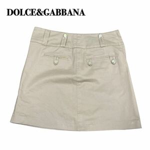 DOLCE&GABBANA ドルチェアンドガッバーナ ドルガバ ミニスカート ベージュ 38 M 金ボタン