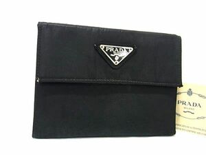 PRADA プラダ M637 テスートナイロン 三つ折り 財布 ウォレット 小銭入れ 札入れ メンズ レディース ブラック系 DG5373