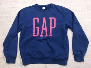 ギャップ GAP アメカジ ストリート オーセンティック 古着 ロゴプリント スウェット トレーナー メンズ M 青