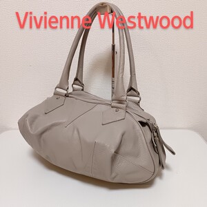 超希少 美品【Vivienne Westwood ヴィヴィアンウエストウッド】レザー　ボストンバッグ　ショルダーバッグ　肩掛け　グレー　オーブ