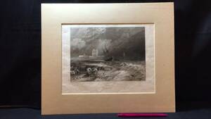 【真作 J.M.W.Turner(ターナー)/銅版画17】『Tynemouth』●イギリスロマン主義●縦33.5×横40.5㎝●検)リトグラフ/水彩画/風景画