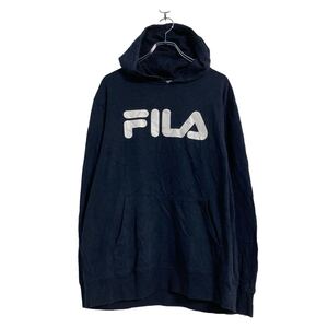 FILA ロゴ スウェット パーカー XL ネイビー フィラ ビッグサイズ ビッグロゴ 古着卸 アメリカ仕入 a605-7424