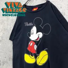 レア90s【古着】ディズニー ミッキーTシャツ ブラック メンズXL