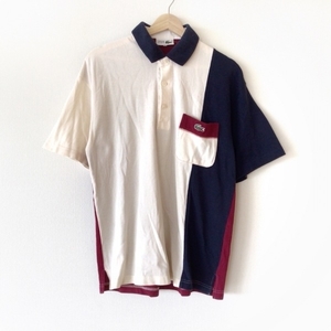 ラコステ Lacoste 半袖ポロシャツ サイズ4 XL - ベージュ×ダークネイビー×ボルドー メンズ CHEMISE/ブランドタグに傷あり トップス