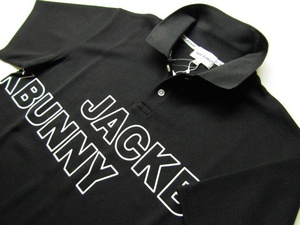 ◆(2623160113)高級!PEARLY GATESジャックバニー\9900.ロゴプリントデザイン半袖ポロシャツ(5)ブラック/新品◆
