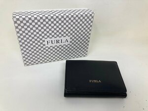 ◆FURLA フルラ 三つ折り財布 黒系 財布 箱・保存袋付き 中古◆8702