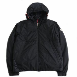 良品●22-23AW MONCLER モンクレール MELAMPYRE トリコロール ロゴワッペン付き フーデッドダウンジャケット ブラック 2 正規品 メンズ