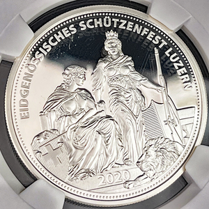 ★準最高鑑定 2020 スイス ルツェルン 現代射撃祭 NGC PF69UC 銀貨 50フラン ミハエルラベル 記念 アンティーク モダン コイン