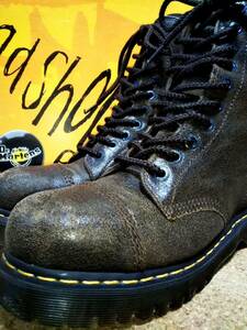 【Dr.MARTENS】ドクターマーチン 8761 スチールトゥ10ホールブーツ UK7 (26cm ) BXB 10EYE BOOT BROWN 厚底 希少レア【箱付き良品】