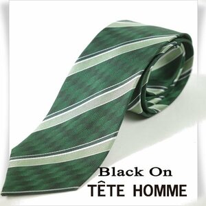 新品1円～★Black On TETE HOMME テットオム シルク絹100% ネクタイ 織柄 グリーン 正規店本物◆7792◆