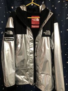 Supreme The North Face Metallic Mountain Parka Silver L 18ss 美品