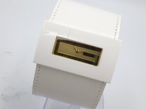 358252【1円スタート】GUCCI グッチ 稼動品 3500.L Gロゴ スクエア ホワイト レディース 時計 クオーツ ケース46ｍｍ