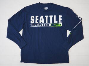 ☆送料無料☆ NFL TEAM APPAREL USA直輸入 古着 長袖 SEATTLE SEAHAWKS シアトル・シーホークス Tシャツ メンズ L ネイビー トップス 中古