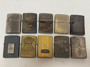 【124-19】1円〜 ZIPPO ジッポー ライター 10点 まとめ 現状出品 喫煙 喫煙具 シルバー ゴールド ブラック 同梱不可