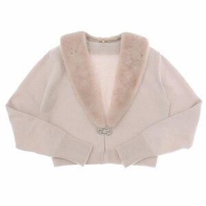 超美品 フォクシー 2018年商品 39197 Cardigan Vivier カシミア100% 襟ミンクファー ビジュー付 カーディガン 38 レア ピンク