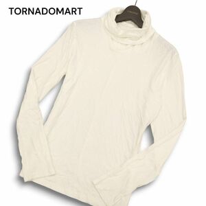 TORNADOMART トルネードマート オメガスムース オフタートルネック★ 長袖 カットソー ロンTシャツ Sz.L　メンズ 白 日本製　C4T07544_8#F