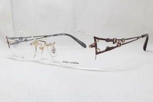 3N293 メガネフレーム 眼鏡 女性 ブランド チタン 可愛い 日本製 mila schon ミラ・ショーン リムレス 18.4g 55□16 137 軽量 新品 保管品