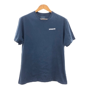 SALE///// patagonia パタゴニア 半袖Ｔシャツ アウトドア ワンポイントロゴ ネイビー (メンズ M) 中古 古着 Q9229