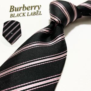 【美品】BURBERRY バーバリーブラックレーベル ネクタイ レジメンタルストライプ柄 メンズ スーツ ホース 高級 ハイブランド ノバチェック