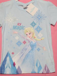 新品 130 アナと雪の女王 半袖Tシャツ 水色 雪の結晶柄 ディズニープリンセス エルサ 子供 小学生 女の子 夏物 120cm～ 送料無料