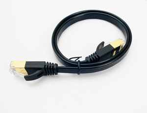 LANケーブル CAT7 0.5m カラー：黒 フラット 10ギガ対応 シールドケーブル 薄型 金メッキ コネクタ ツメ折れ防止