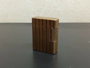 ★送料無料★D537 S.T Dupont デュポン ガスライター ゴールドカラー 金色 ライン1 ショートタイプ ストライプ 喫煙具 ライター ローラー