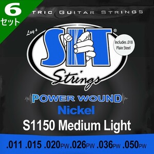 6セット SIT S1150 Power Wound Medium Light 011-050 エスアイティー エレキギター弦