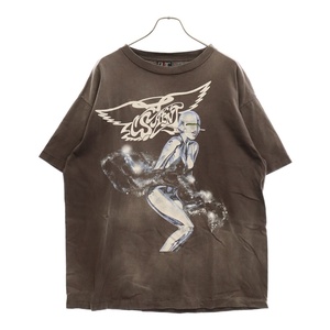 SAINT Mxxxxxx セント マイケル 22SS SORAYAMA TEE ヴィンテージ加工 プリントクルーネック 半袖Tシャツ グレー SM-S22-0000-073