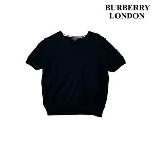 BURBERRY LONDON バーバリーロンドン ニット ノバチェック イタリア製 半袖 黒 ブラック レディース Mサイズ