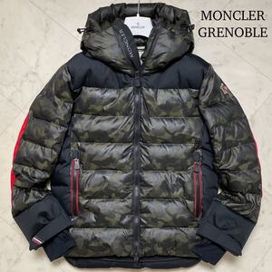 美品/L相当★MONCLER GRENOBLE モンクレール グルノーブル KANDER 極暖 ダウンジャケット フード ブルゾン 迷彩 カモフラ 切替 肉厚 メンズ