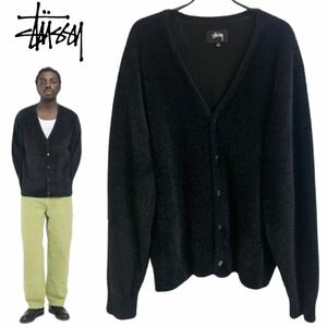 Stussy ステューシー 2022AW SHAGGY CARDIGAN シャギーカーディガン クラシックフィット Vネック ナイロンブレンド BLACK L アーカイブ