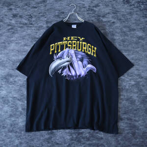 T234 GILDAN HEY PITTSBURGH Huge Tee Black XXXL ギルダン プリント ルーズ 黒 クルーネック Tシャツ ブラック 3XL