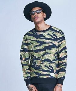 新品★定価2万★クライミー CRIMIE★TIGER CAMO SWEAT CREW NECK タイガーカモ スウェットクルーネック★トレーナー 迷彩柄 XL