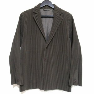 美品 24SS HOMME PLISSE ISSEY MIYAKE オムプリッセイッセイミヤケ プリーツジャージブレザー テーラードジャケット HP46JD150 1 ブラウン