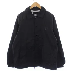 ステューシー STUSSY コーチジャケット ロゴ ナイロン M 黒 ブラック /BM