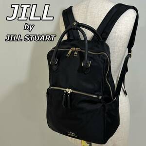 【JILL by JILL STUART】ジルスチュアート 2WAY ハンドル デイパック ナイロン リュック ストレージ バックパック 金ジップ 黒 ブラック