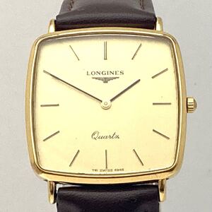 LONGINES　ロンジン　クォーツ　2針　ゴールド文字盤　メンズ　時計