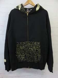 16SS A BATHING APE アベイシングエイプ SHARK FULL ZIP HOODIE パーカー 001ZPC201010X ブラック XL 991783554■