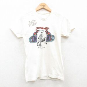 XS/古着 半袖 ビンテージ Tシャツ メンズ 80s HOTSTUFF 女性 クルーネック 白 ホワイト 24may23 中古