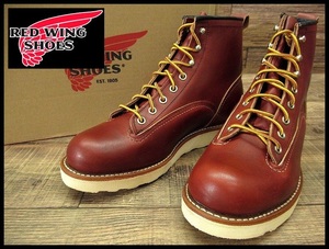 送料無料 未使用デッドストック 廃盤 USA製 RED WING レッドウィング 2924 12年製 LINEMAN 6インチ レザー ラインマン ブーツ 赤茶 25.5 ①