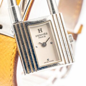 1円 稼働 HERMES エルメス ケリーウォッチ KE1.210 QZ クオーツ シルバー文字盤 SS 腕時計 レディース スクエア ブランド 0563720240903