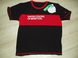 新品★UNITED COLORS OF BENETTONの半袖Tシャツ【レディースのＬ】 バイカラー 接触冷感 吸水速乾 UVカット　送料185円～　　A5