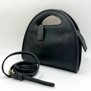 1円 【極美品】 希少 OLD COACH オールドコーチ ハンドバッグ ショルダーバッグ ハーフムーン 2way グラブタンレザー 黒 ブラック 