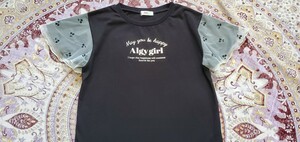 【140cm】ALGY　Tシャツ　黒　袖さくらんぼ刺繍　中古