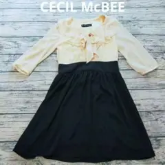 CECIL McBEE　セシルマクビー　切り替えワンピース　白ブラウス　リボン